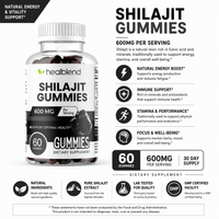 Organic Himalayan Shilajit Gummies 600mg - Optimal Health, Energy & Immunity Support for Men & Women, Natural Fruit Flavor - 60 Gummy