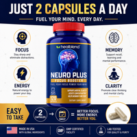Neuro Plus Focus Booster - Advanced Brain Support Supplement with Vitamin B6, B12 - Improves Memory, Concentration & Cognitive Function – 120 Capsules