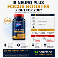 Neuro Plus Focus Booster - Advanced Brain Support Supplement with Vitamin B6, B12 - Improves Memory, Concentration & Cognitive Function – 120 Capsules