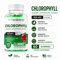 Chlorophyll Gummies 100mg - Body Detox & Skin Health - Natural Apple Flavor - Energy & Immune Support Supplement - 60 Gummies