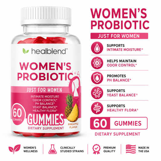 Women’s Probiotic – Supports Intimate Health, Odor Control, pH & Yeast Balance, Digestive & Immune Support – Pineapple Flavor - 60 Gummies