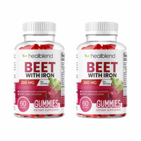 Beet Root Gummies 200mg - Nitric Oxide Booster with Iron for Heart Health, Circulation & Blood Pressure Support, Natural Flavored - 60 Gummies