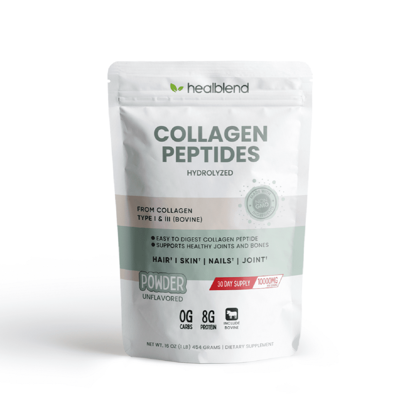 Collagen Peptides Powder - Multi Collagen Peptides Powder Supplement Support Healthy Joints & Bones, Hair, Skin, Nails - 16 OZ