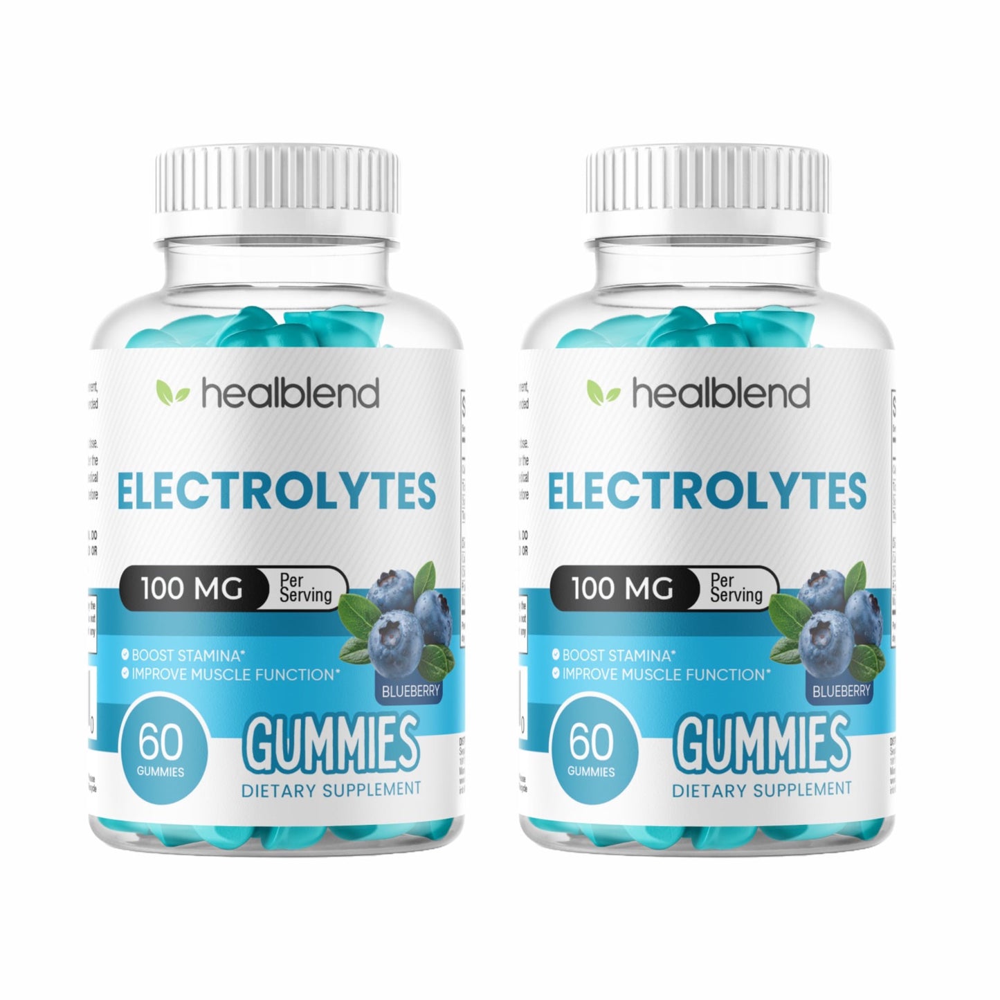 Electrolyte Gummies 100mg, Blueberry Flavor, Hydration Support for Stamina, Muscle Function & Recovery, 60 Count