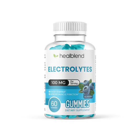 Electrolyte Gummies 100mg, Blueberry Flavor, Hydration Support for Stamina, Muscle Function & Recovery, 60 Count