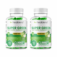 Super Green Gummies, 2000mg Daily Superfood Blend, Immune, Digestion & Metabolism Support - Apple Flavor, 60 Gummies