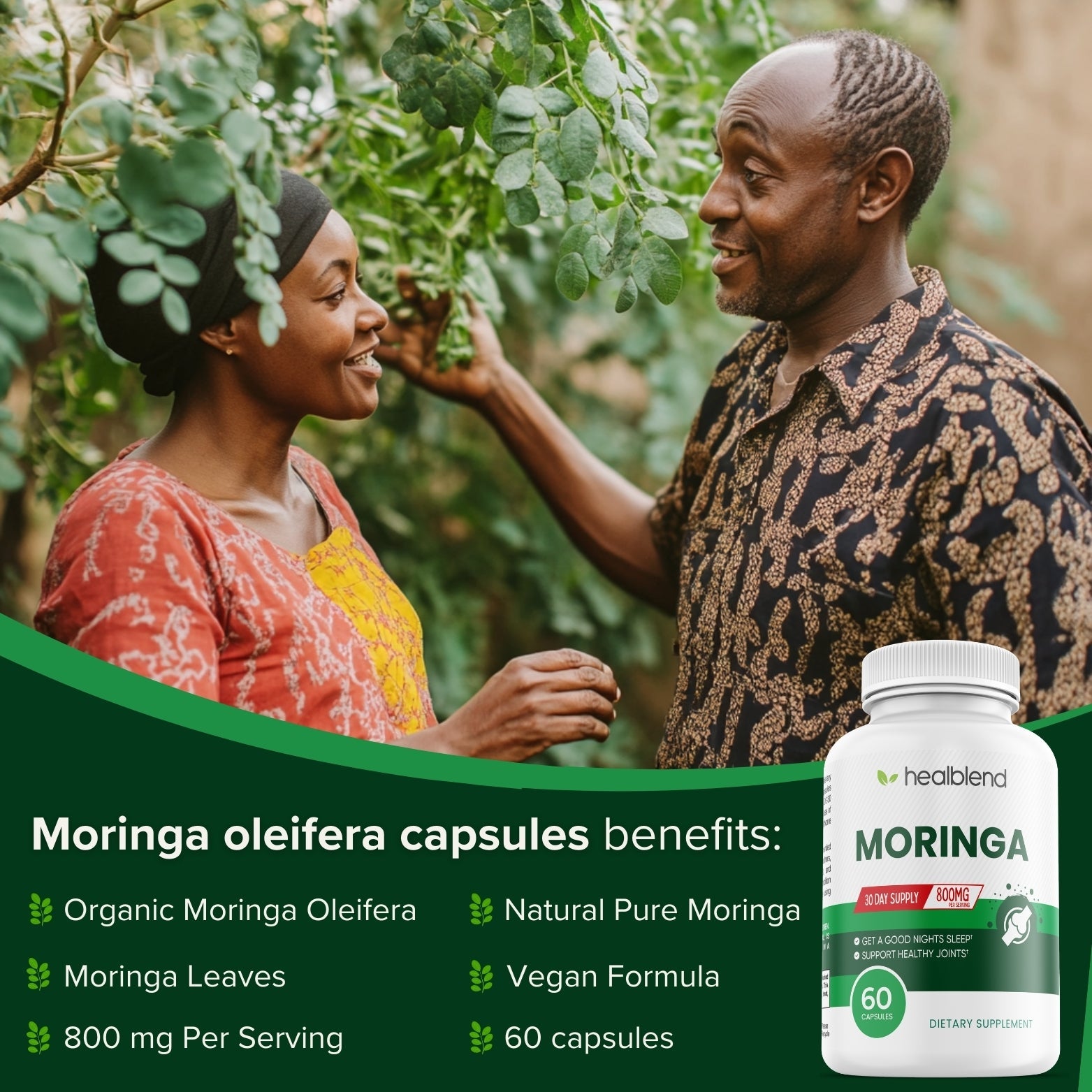 Moringa Oleifera Leaf Powder Capsules - Healblend