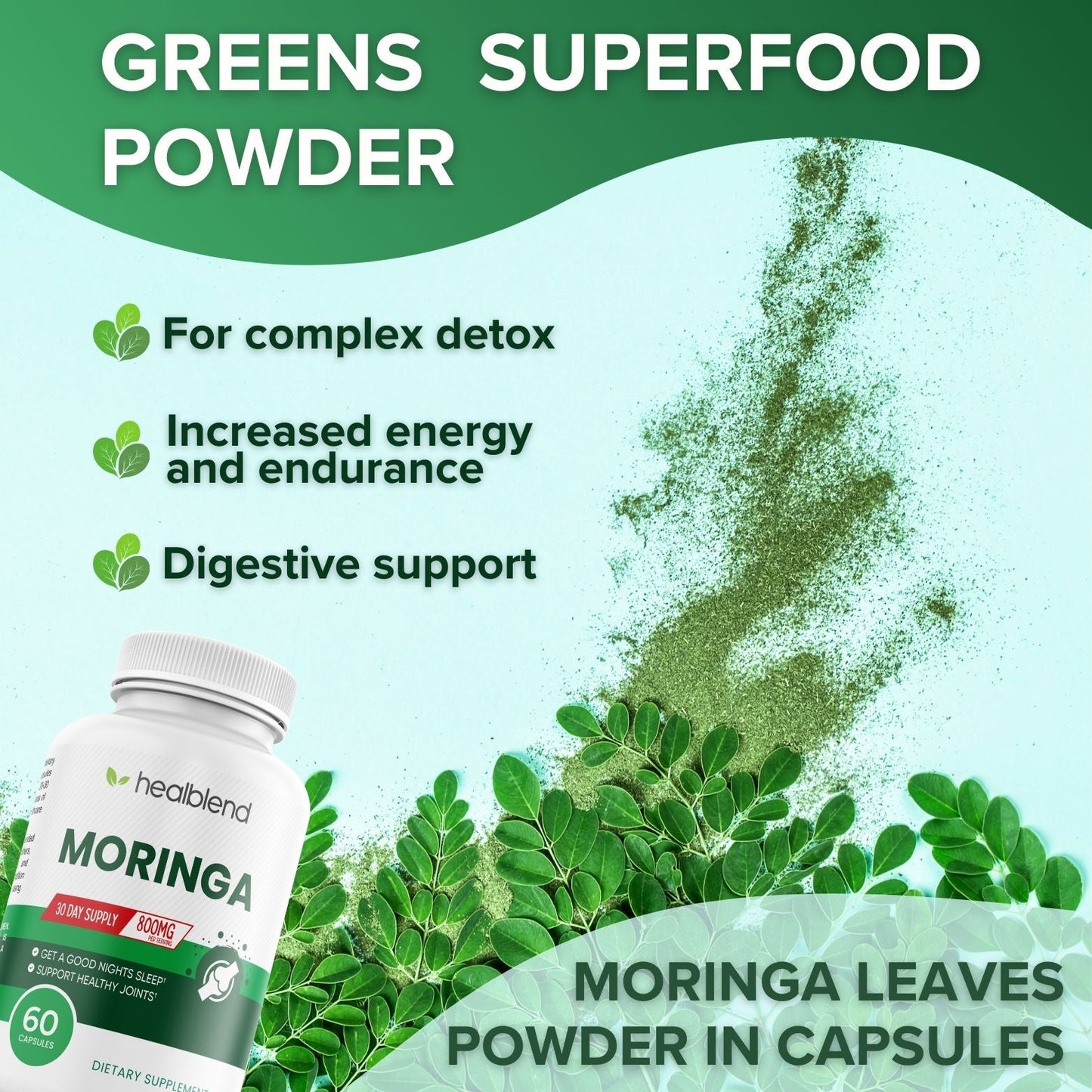 Moringa Oleifera Leaf Powder Capsules - Healblend
