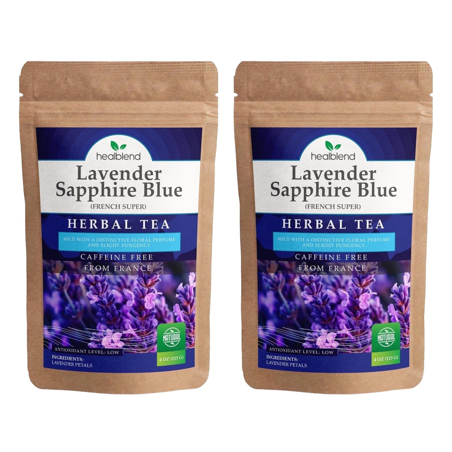 Organic Lavender Sapphire Blue Herbal Tea - Natural Rich Source of Antioxidants, Wellness Boost, Freshly Picked from France, Caffeine Free - 4 Oz