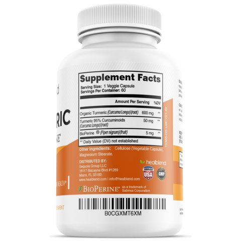 Organic Turmeric Curcumin with BioPerine - Healblend