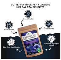 Butterfly Blue Pea Flowers Herbal Tea - Natural Rich Source of Antioxidants, Loose Leaf Freshly Picked from Thailand, Caffeine Free - 4 Oz