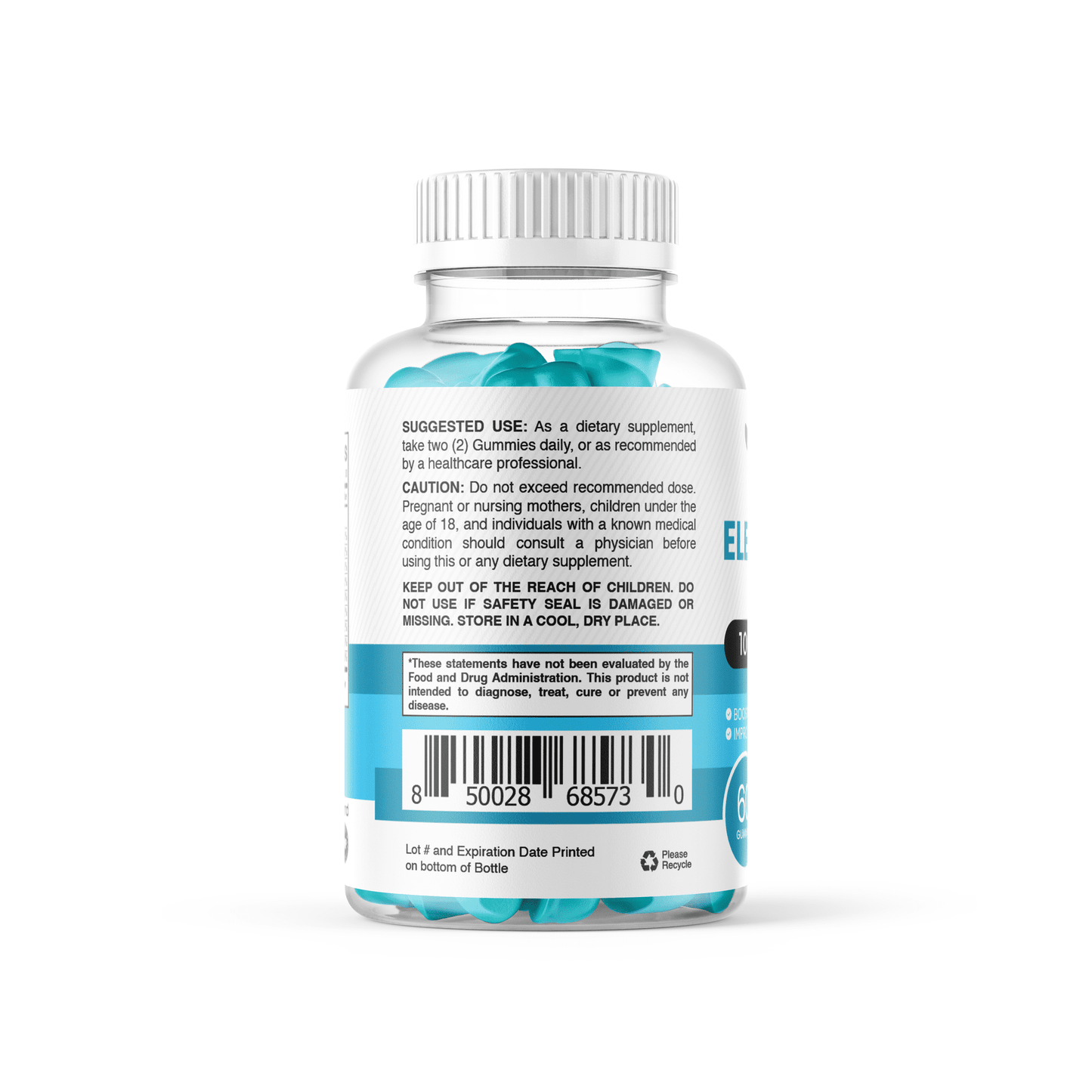 Electrolyte Gummies 100mg, Blueberry Flavor, Hydration Support for Stamina, Muscle Function & Recovery, 60 Count