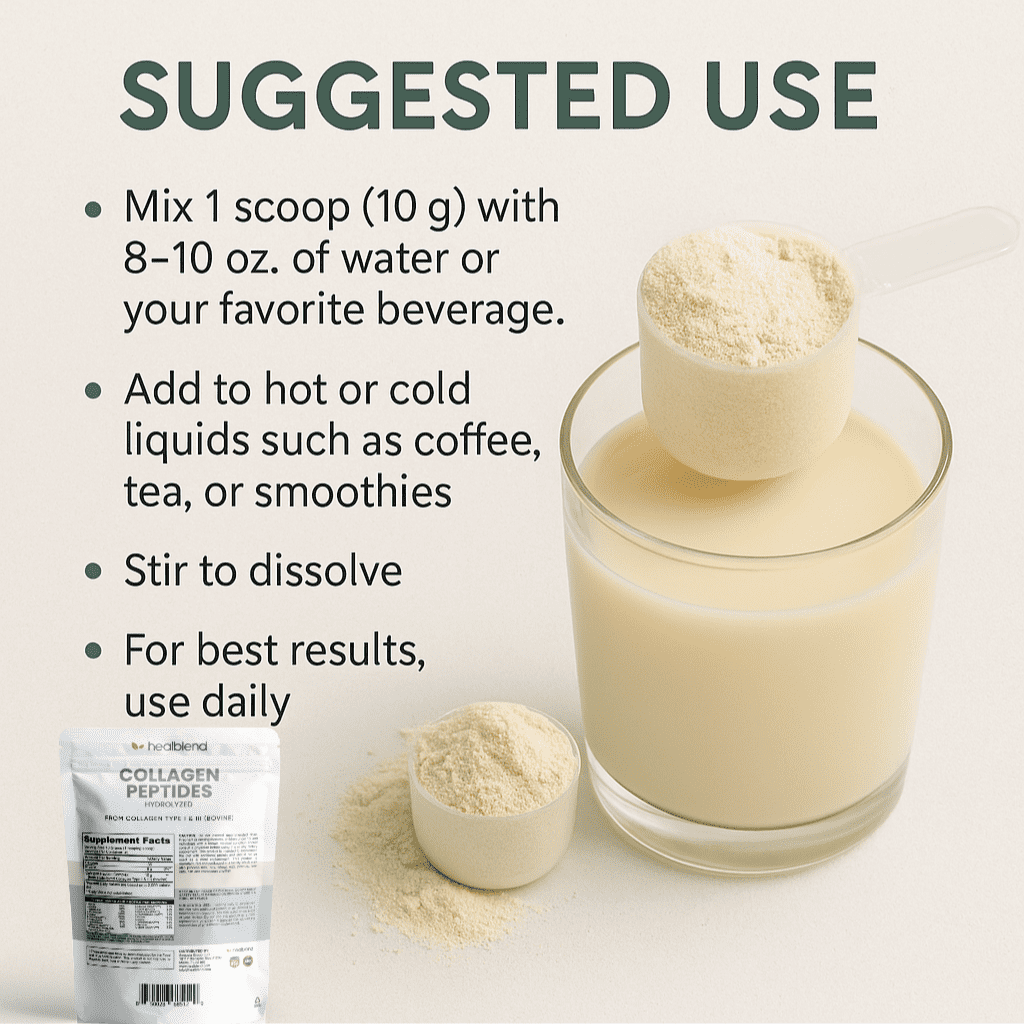 Collagen Peptides Powder - Multi Collagen Peptides Powder Supplement Support Healthy Joints & Bones, Hair, Skin, Nails - 16 OZ