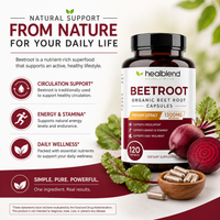 Organic Beet Root Capsules 1300mg - Nitric Oxide Booster, Beets Support Healthy Blood Pressure, Heart Health, Circulation Superfood - 120 Count