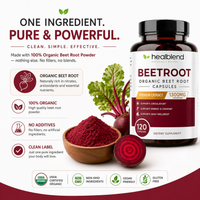 Organic Beet Root Capsules 1300mg - Nitric Oxide Booster, Beets Support Healthy Blood Pressure, Heart Health, Circulation Superfood - 120 Count