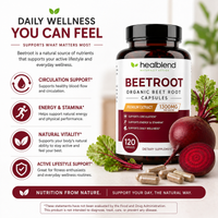 Organic Beet Root Capsules 1300mg - Nitric Oxide Booster, Beets Support Healthy Blood Pressure, Heart Health, Circulation Superfood - 120 Count