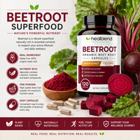 Organic Beet Root Capsules 1300mg - Nitric Oxide Booster, Beets Support Healthy Blood Pressure, Heart Health, Circulation Superfood - 120 Count