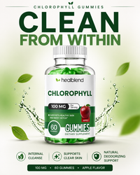 Chlorophyll Gummies 100mg - Body Detox & Skin Health - Natural Apple Flavor - Energy & Immune Support Supplement - 60 Gummies
