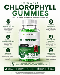 Chlorophyll Gummies 100mg - Body Detox & Skin Health - Natural Apple Flavor - Energy & Immune Support Supplement - 60 Gummies