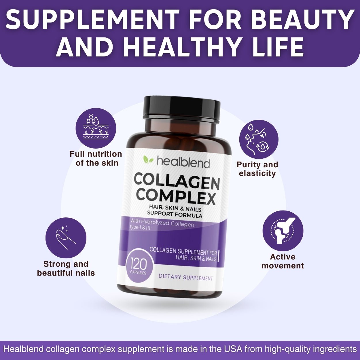 Collagen Complex - 3000 mg. Type I & III - Healblend