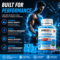 Creatine Monohydrate Gummies 5000mg, Muscle Growth, Strength & Endurance Support Blueberry Flavor, 60 Count