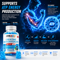 Creatine Monohydrate Gummies 5000mg, Muscle Growth, Strength & Endurance Support Blueberry Flavor, 60 Count