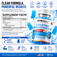 Creatine Monohydrate Gummies 5000mg, Muscle Growth, Strength & Endurance Support Blueberry Flavor, 60 Count