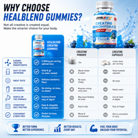 Creatine Monohydrate Gummies 5000mg, Muscle Growth, Strength & Endurance Support Blueberry Flavor, 60 Count