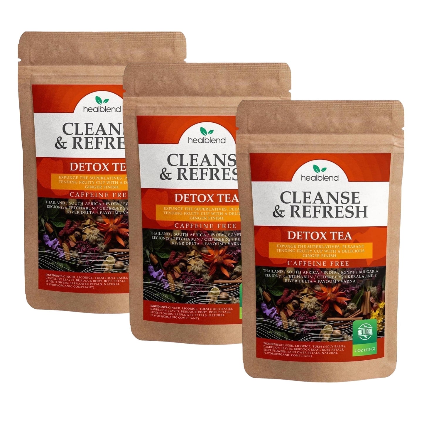 Herbal Detox Tea: Cleanse Tea for Digestive Health, Natural Energy and Refreshing - All Organic Healthy Cleansing Formula, Vegan - 28 Servings
