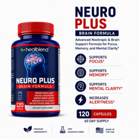 Neuro Plus Brain & Focus Formula - Nootropic Brain Booster Supplement, Supports Brain Health, Mental Clarity & Concentration - 120 Capsules