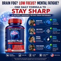 Neuro Plus Brain & Focus Formula - Nootropic Brain Booster Supplement, Supports Brain Health, Mental Clarity & Concentration - 120 Capsules