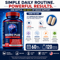 Neuro Plus Brain & Focus Formula - Nootropic Brain Booster Supplement, Supports Brain Health, Mental Clarity & Concentration - 120 Capsules